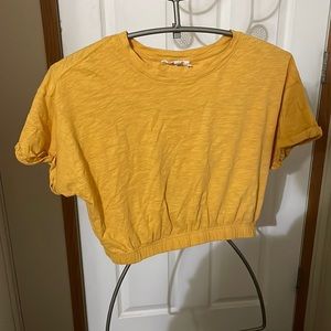 Hippie Rose Fitted Yellow Crop Top Folded Sleeve